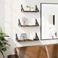 3-delige Wandschappenset bewerkt hout gerookt eikenkleurig - thumbnail