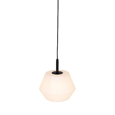 QAZQA Moderne buiten hanglamp zwart met witte kap 32.9 cm IP44 -