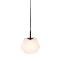 QAZQA Moderne buiten hanglamp zwart met witte kap 32.9 cm IP44 - - thumbnail