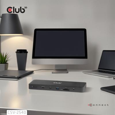 club3D CSV-2540 USB-C dockingstation Geïntegreerde kaartlezer, USB-C Power Delivery