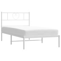 Bedframe met hoofdbord metaal wit 107x203 cm - thumbnail