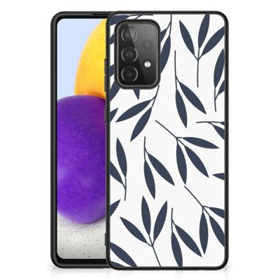 Samsung Galaxy A72 (5G/4G) Bloemen Hoesje Leaves Blue Samsung Galaxy A72 (5G/4G) Bloemen Hoesje Leaves Blue