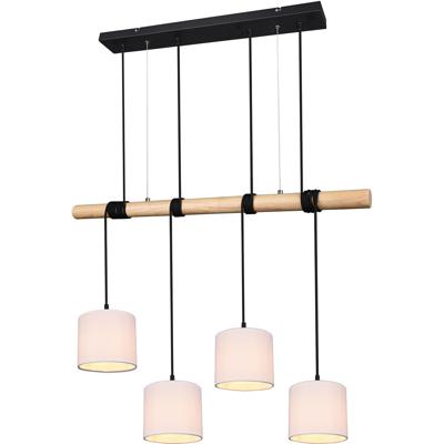 LED Hanglamp - Trion Oden - E27 Fitting - 4-lichts - Rechthoek - Mat Zwart - Aluminium