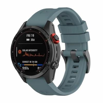 By Qubix - Siliconen sportbandje - Grijsblauw - Compatible met Garmin Fenix 8-43mm - Compatible Garmin bandje - Bandbreedte: 20mm