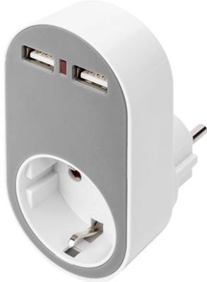 Digitus neu Adapter 2x USB-A Grijs Binnen