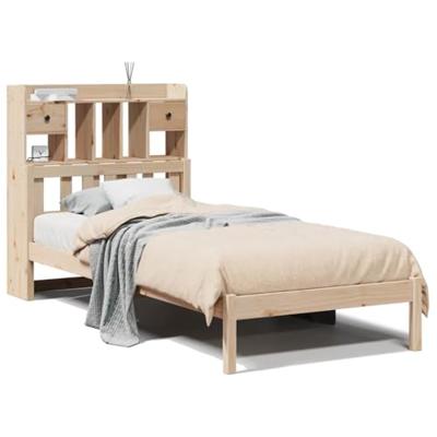 Bed met boekenkast zonder matras massief grenenhout 90x190 cm