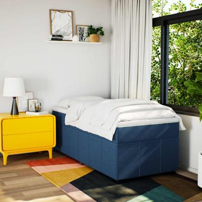 Boxspring met matras stof blauw 90x190 cm - thumbnail