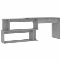 Hoekbureau 200x50x76 cm bewerkt hout betongrijs - thumbnail