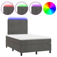 Boxspring met matras en LED fluweel donkergrijs 120x200 cm - thumbnail