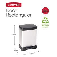 Curver pedaalemmer deco rechthoekig 30 l zilverkleurig - thumbnail
