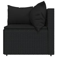 4-delige Loungeset met kussens poly rattan zwart - thumbnail