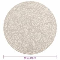 VidaXL Vloerkleed zizur crème binnen en buiten ø 90 cm jute look - thumbnail