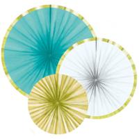 Amscan Decoratie waaier feest ananas papier 35 cm set van 3 | 10 stuks - thumbnail