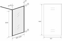 Saqu Faye inloopdouche incl. antikalk 100x200cm ribbelglas mat zwart - thumbnail