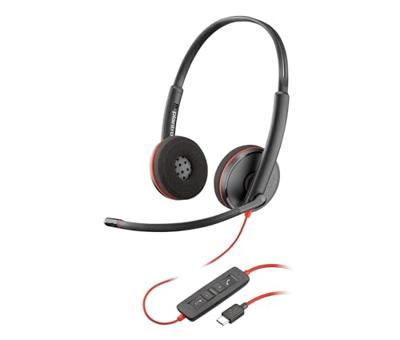 HP Poly Blackwire C3220 Over Ear headset Kabel Stereo Zwart Headset, Volumeregeling, Microfoon uitschakelbaar (mute) Computer