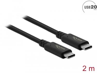 Delock 86980 USB-C-kabel USB-C stekker, USB-C stekker 2.00 m Zwart Delock 86980 USB-C-kabel USB-C stekker, USB-C stekker 2.00 m Zwart