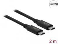 Delock 86980 USB-C-kabel USB-C stekker, USB-C stekker 2.00 m Zwart - thumbnail