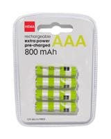 HEMA Oplaadbare AAA batterijen 800mAh - 4 stuks - thumbnail