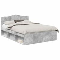 Bedframe met hoofdeinde Beton 140 x 190 cm Massief grenenhout - thumbnail