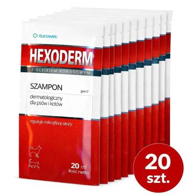 EUROWET Hexoderm - shampoo voor honden en katten - 20x20ml