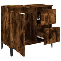 Badkamerkast 65x33x60 cm bewerkt hout gerookt eikenkleurig - thumbnail