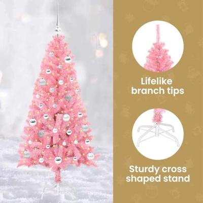 VidaXL Kerstboom met 150 led met standaard roze 150 cm pvc