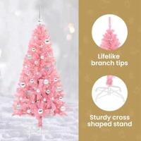 VidaXL Kerstboom met 150 led met standaard roze 150 cm pvc - thumbnail