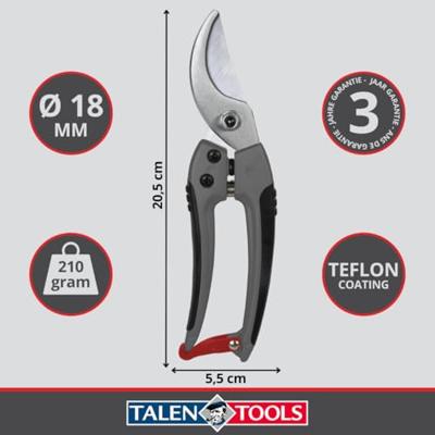 Snoeischaar voorbijsnijdend blank geslepen premium 20 cm TalenTools - Talentools