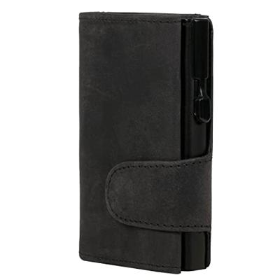 Juscha JU-961301 Pasjeshouder Clicksafe RFID Jachtleer ZW/ZW 8 Pasjes Met Opbergvak Voor Muntgeld