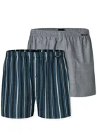 Schiesser 2-Pack heren wijde boxershort katoen woven - Losse blauwe 100% katoenen boxershorts - thumbnail