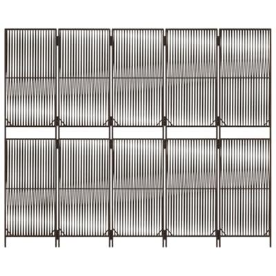 Kamerscherm 5 panelen poly rattan bruin