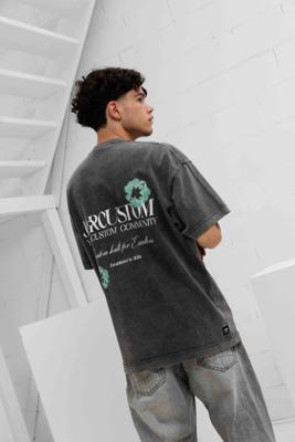 Jorcustom Flowers Loose Fit T-Shirt Heren Donkergrijs - Maat M - Kleur: Donkergrijs | Soccerfanshop