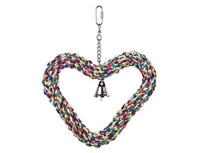Nobby Cage Toy, hart katoen flexibel met bel bont 27 x 21 cm