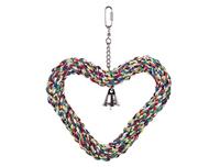 Nobby Cage Toy, hart katoen flexibel met bel bont 27 x 21 cm - thumbnail
