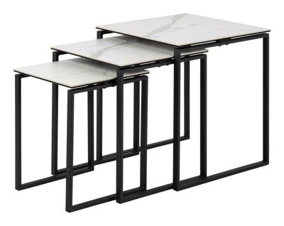 Bendt Bijzettafel 'Lone' Keramiek, Set van 3 stuks, kleur Wit