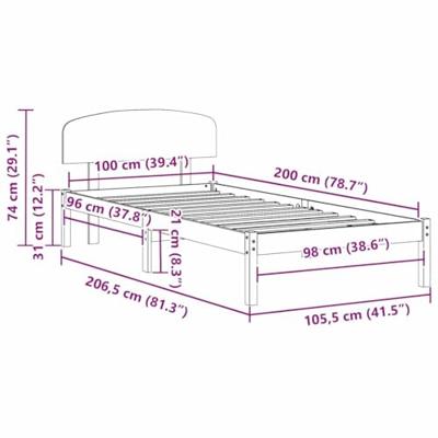 Bedframe met hoofdeinde Wit 100 x 200 cm Massief grenenhout