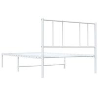 Bedframe met hoofdbord metaal wit 80x200 cm - thumbnail