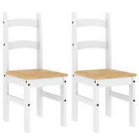 Eetkamerstoelen 2 st 40x46x99 cm massief grenenhout wit - thumbnail