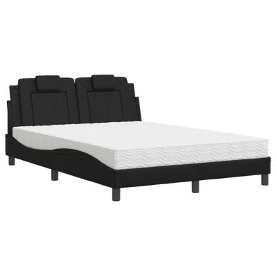 Bed met matras kunstleer zwart 140x200 cm - thumbnail