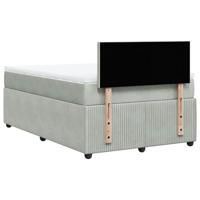 Boxspring met matras fluweel lichtgrijs 120x190 cm - thumbnail