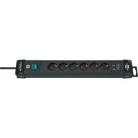 Stekkerdoos brennenstuhl prem 6vdig 2usb 3m zwart - thumbnail