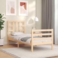 Bedframe met hoofdbord massief hout - thumbnail