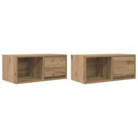 Tv-meubelen 2 st 60x31x25,5 cm bewerkt hout artisanaal eiken - thumbnail