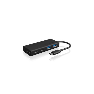 ICY BOX IB-HUB1426-CPD, USB 3.0 Type-C® Hub zu 2x Type-C® und 2x Type-A USB Anschlüssen 60511 USB-hub 4 poorten USB-A USB 3.0 5 GBit/s Met USB-C stekker Zwart