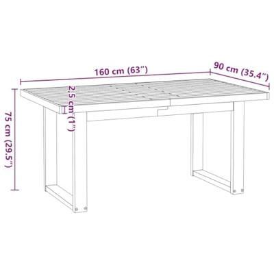 Eettafel NOAIN U-vormige poten 160x90x75 cm massief hout
