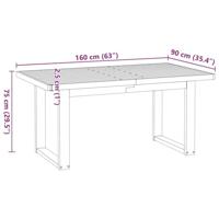 Eettafel NOAIN U-vormige poten 160x90x75 cm massief hout - thumbnail