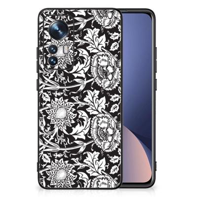 Xiaomi 12 | 12X Bloemen Hoesje Black Flowers Xiaomi 12 | 12X Bloemen Hoesje Black Flowers
