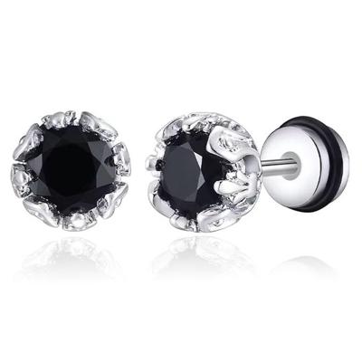 Mendes Oorknoppen RVS zilverkleurig - Zwarte Zirconia 8-Klauw Mendes Oorknoppen RVS zilverkleurig - Zwarte Zirconia 8-Klauw