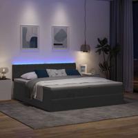 Ottoman bed met matrassen en LED's 180x200cm fluweel zwart - thumbnail