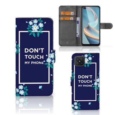 OPPO Reno4 Z Portemonnee Hoesje Flowers Blue DTMP OPPO Reno4 Z Portemonnee Hoesje Flowers Blue DTMP